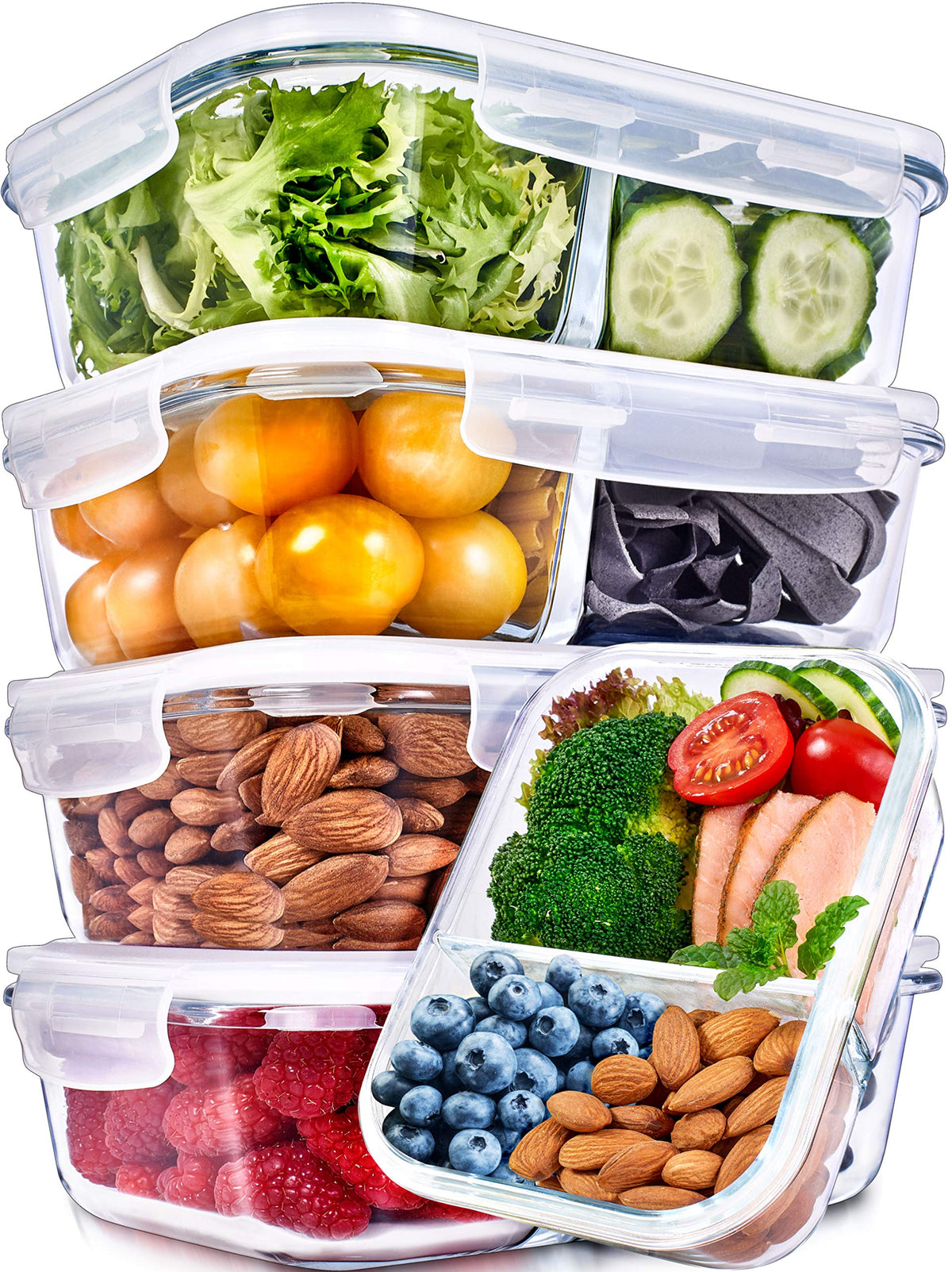 Prep Naturals 36oz glass meal prep container with lids keeps portions organized and fresh.