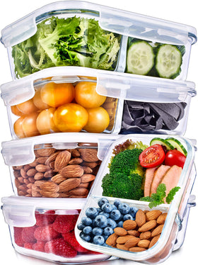 Prep Naturals 36oz glass meal prep container with lids keeps portions organized and fresh.