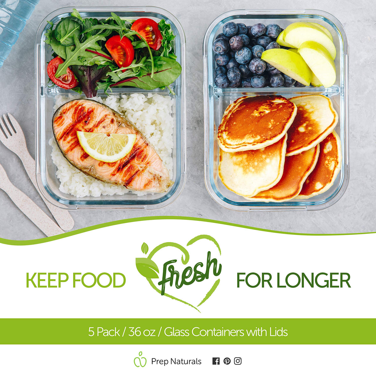 Festive-pack Prep Naturals containers ideal for holiday meal prep and gifting.