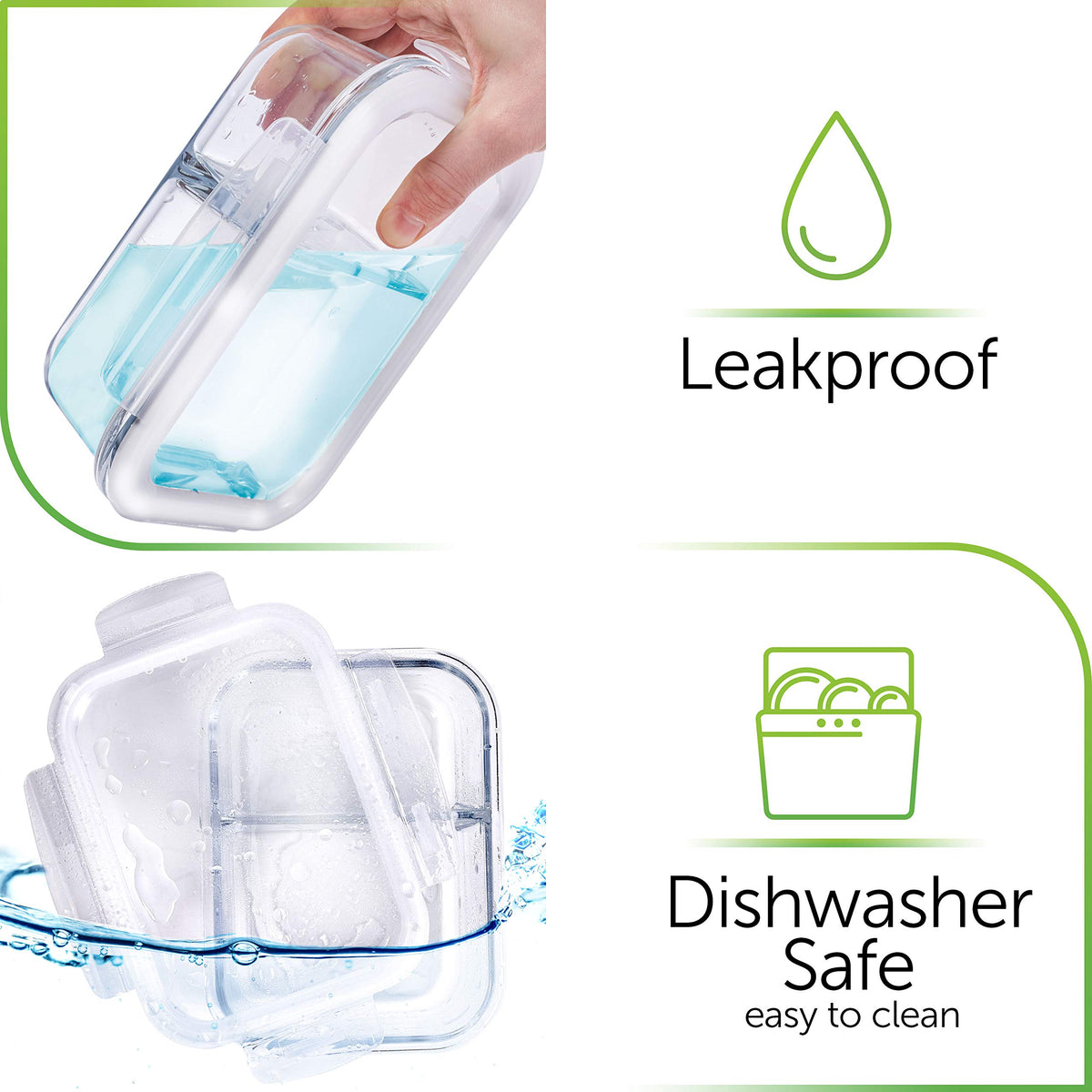 Microwave-safe glass meal prep container for quick reheating.