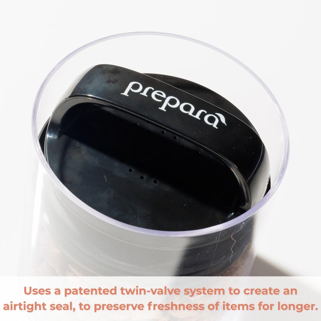 Prepara Evak Fresh Saver kitchen counter setup stores coffee and snacks.