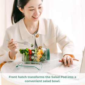 Prepara Salad Pod is microwave, freezer, and dishwasher safe for easy cleaning.