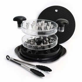 PrepMate Chicken Shredder top view shows durable spikes for fast shredding.