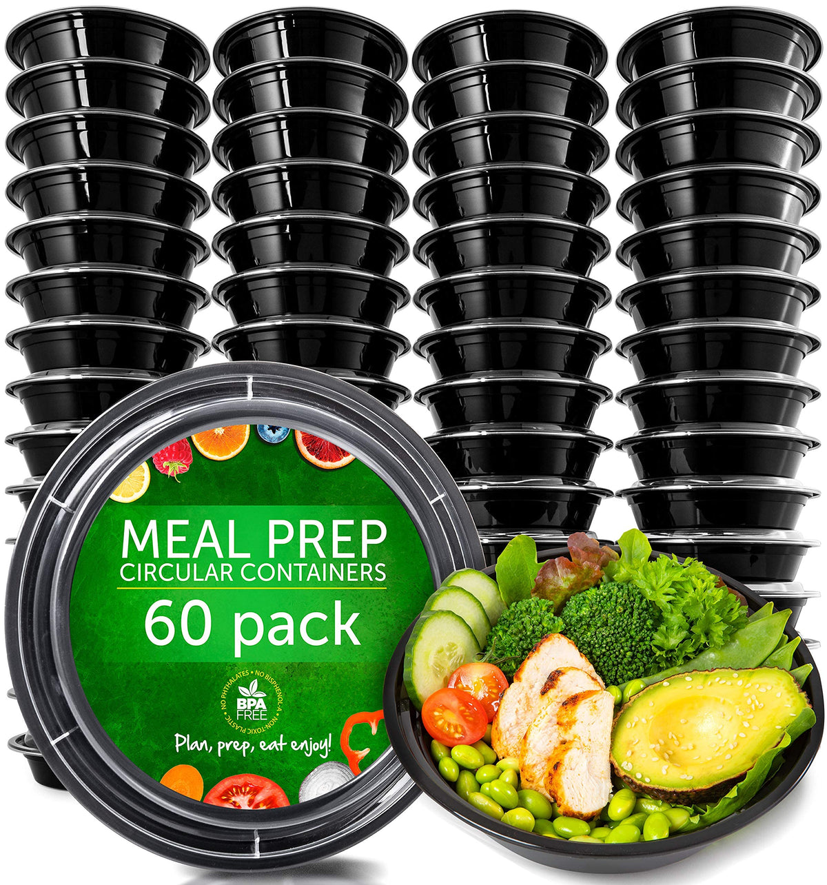 PrepNaturals 60-pack containers with secure lids for organized meal prep