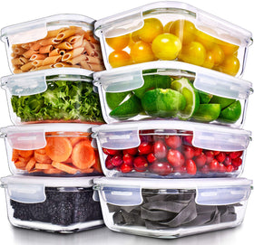 Prep Naturals eight-pack 36 oz glass containers for bulk meal prep and leftovers.