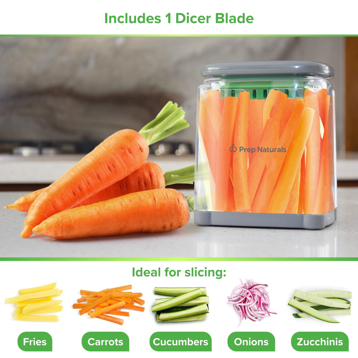 Prep Naturals blade organizer keeps all blades neatly stored and accessible