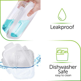 Dishwasher-safe glass storage simplifies cleanup after meals.