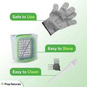 Prep Naturals easy-clean disassembly for quick washing and thorough sanitization