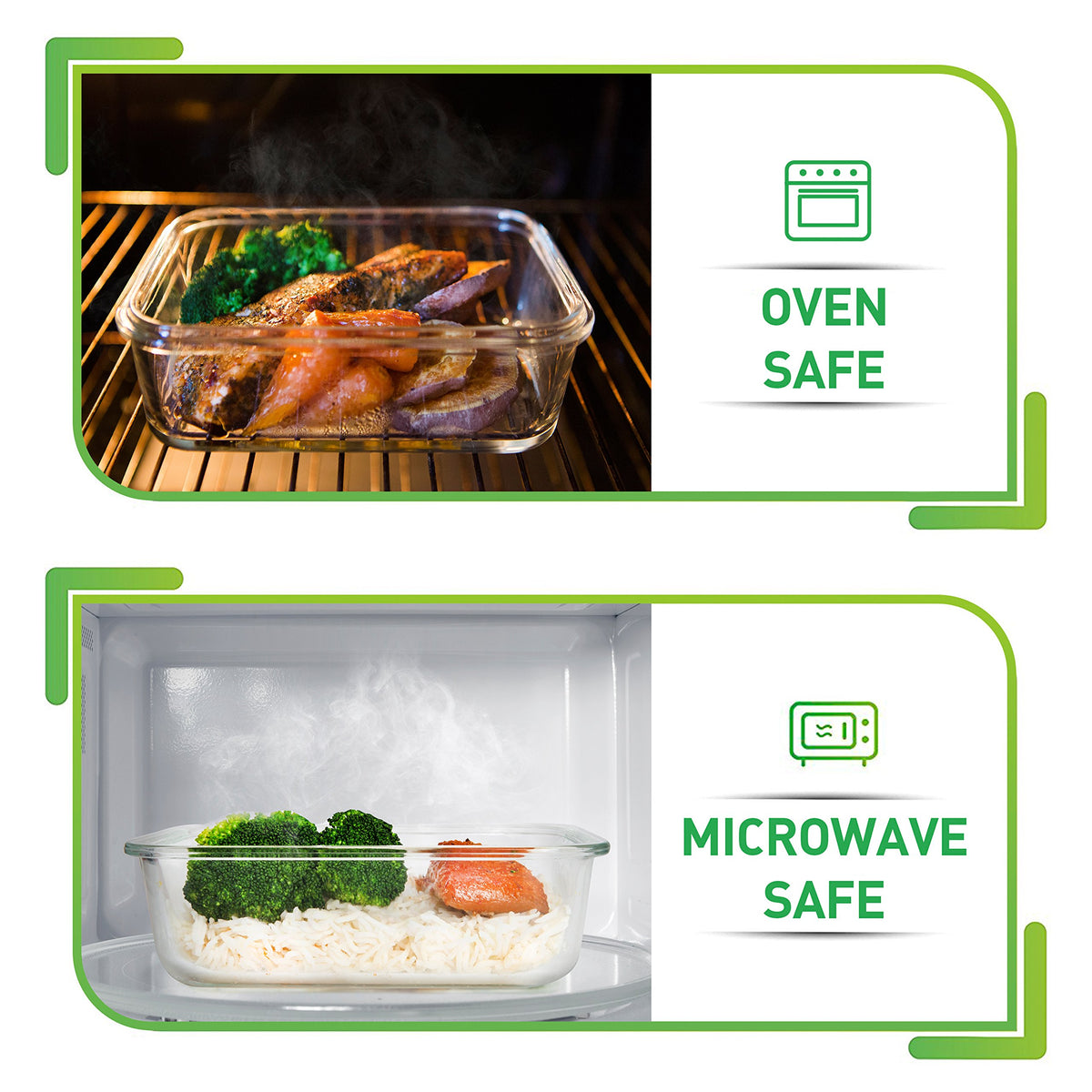 Square 36 oz containers with airtight lids from Prep Naturals for secure leftovers.