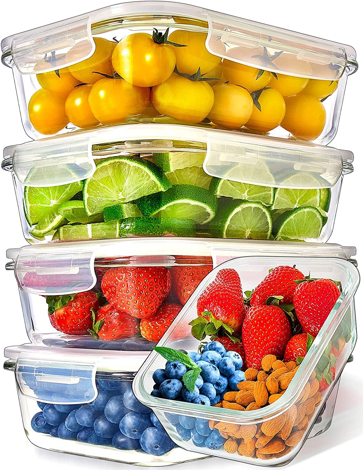 Prep Naturals glass square 36 oz containers for organized meal prep and reheating.