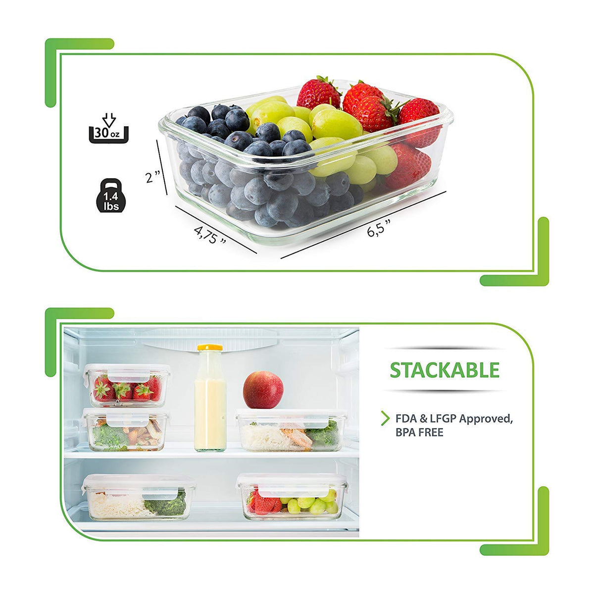 Prep Naturals multi-compartment design keeps foods separate for organized meals.