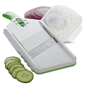 PrepSolutions Adjust-A-Slice Mandoline green dial for precise paper-thin to thick vegetable slices