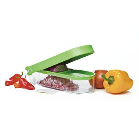 PrepWorks Onion Chopper green/white showing non-slip base for stable chopping.