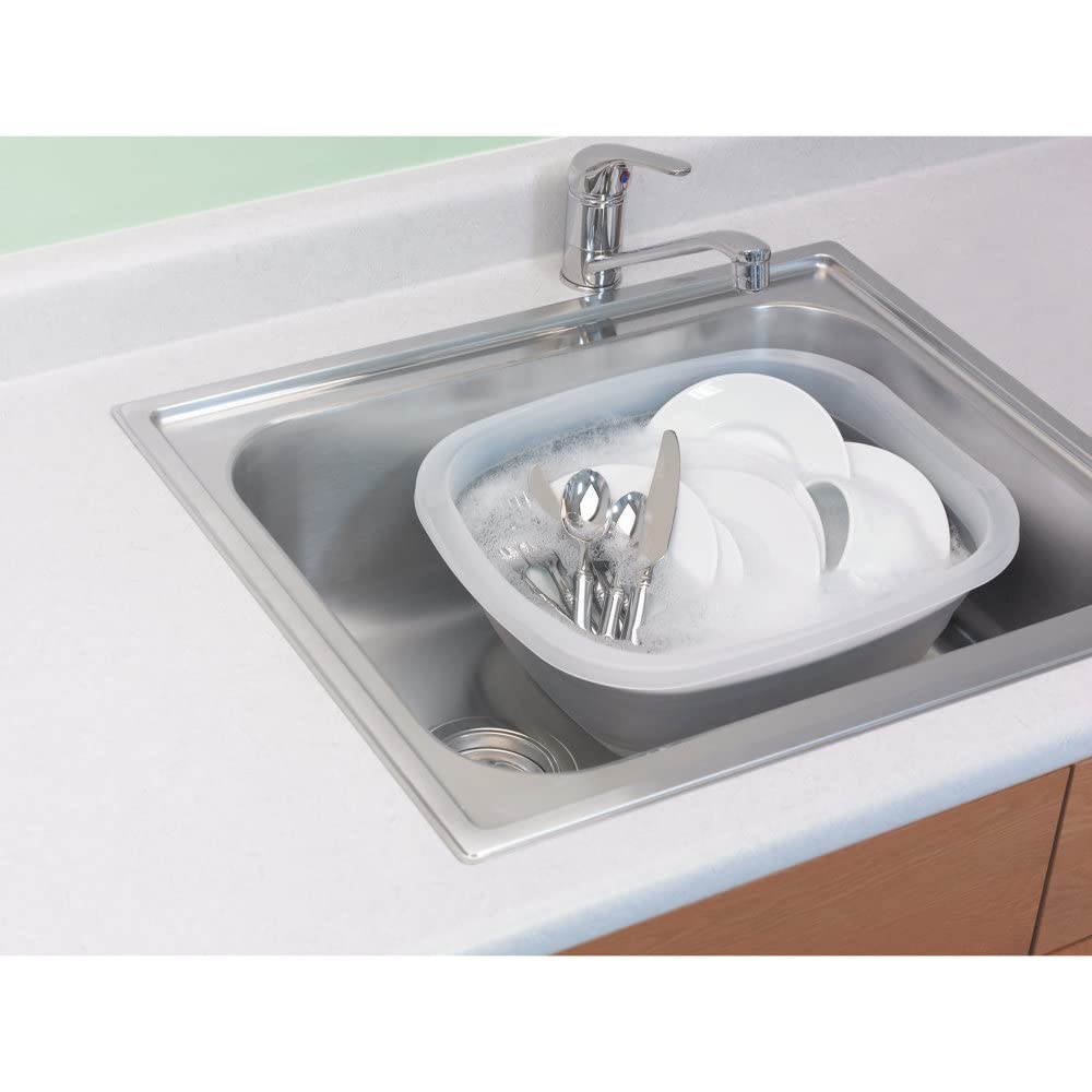 PrepWorks collapsible tub outdoors in a camping setup for dish prep