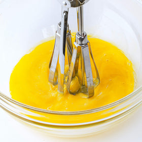 Prepworks egg beater ABS and stainless steel build for durable use.