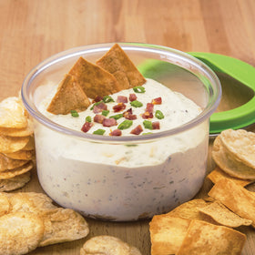 ProKeeper stores dips like bean or spinach with airtight seal.