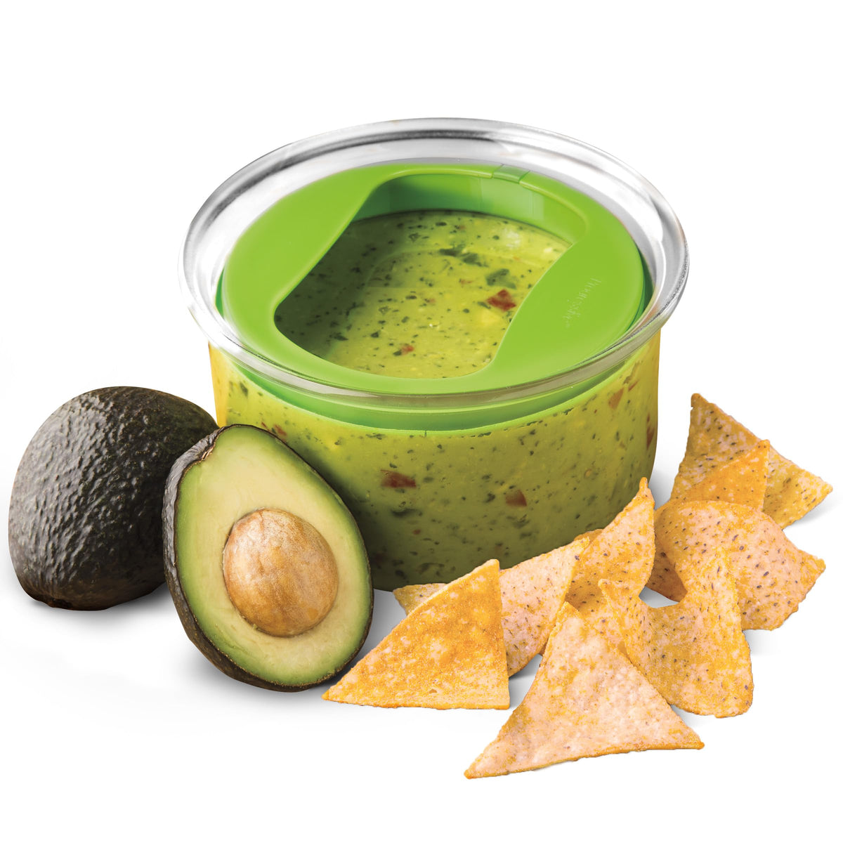 PREPWORKS ProKeeper guacamole container with green lid for long-lasting freshness.