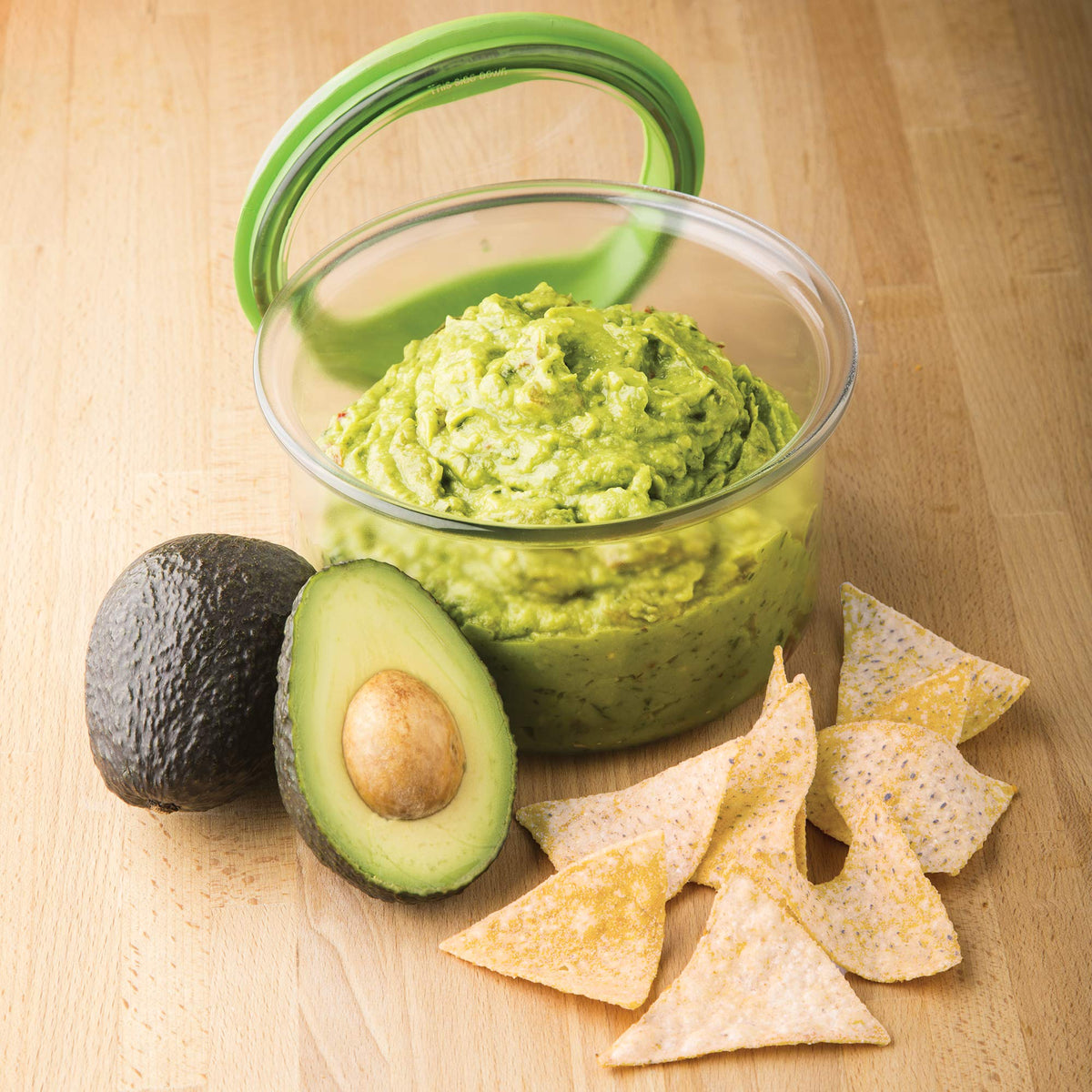 Press-to-seal lid technique shown for optimal freshness.