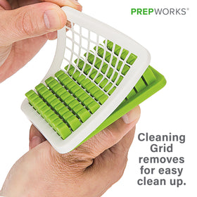 Non-skid base on the PrepWorks Tower Fry Cutter enhances stability.