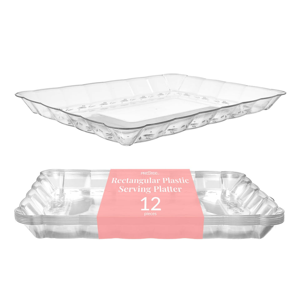 Prestee 12-pack serving tray showcases desserts on a clear 9x13 display.