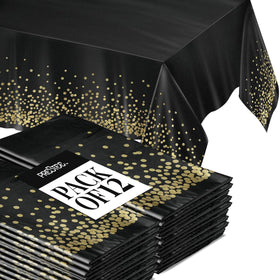 Prestee black and gold dots tablecloth pack for elegant events.