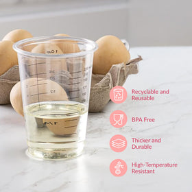 Prestee disposable measuring cups save time during batch mixing.