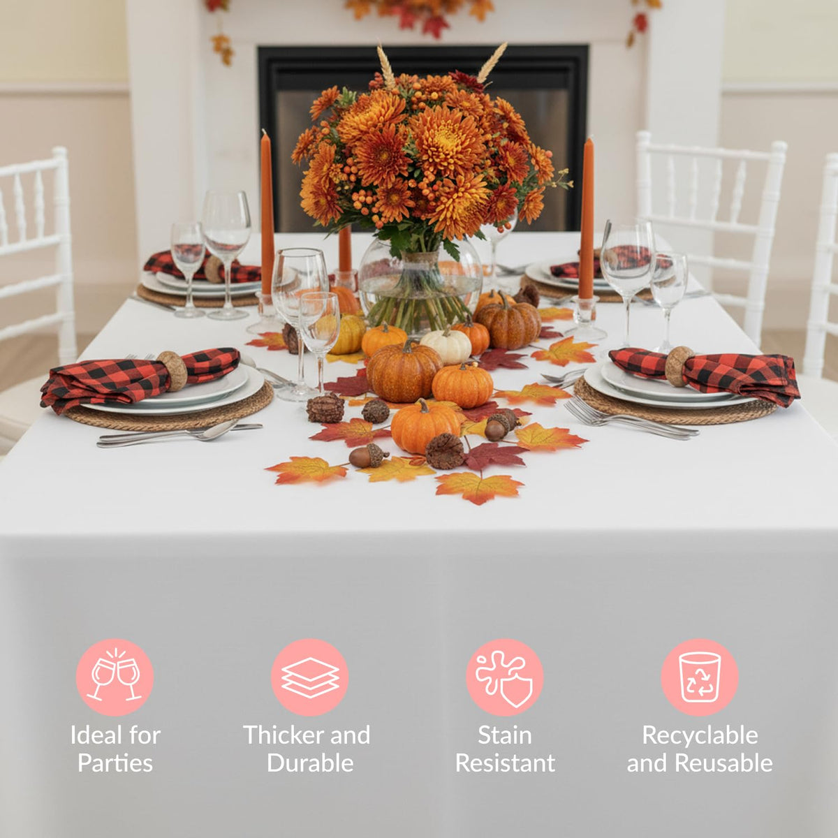 Prestee outdoor dining tablecloth disposable for BBQs and backyard events.