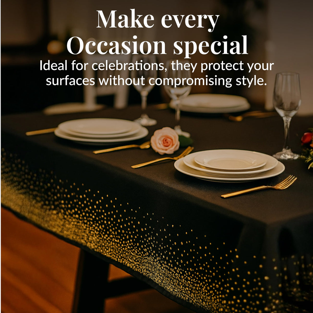 Prestee waterproof tablecover resists stains during parties.
