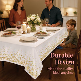 Prestee tablecloth setup for wedding dinner reception