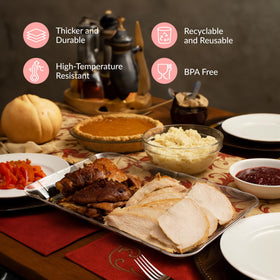 Prestee clear platters suit weddings and holidays with easy cleanup.
