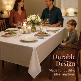 Prestee wedding and party tablecloth disposable for fast cleanup after dining.