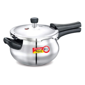 Prestige Deluxe Alpha baby handi overall view in silver for compact small-batch cooking.