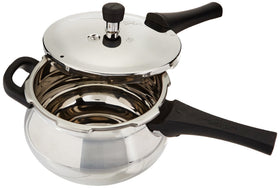Prestige Deluxe Alpha induction-base detail showcases euro-clad bottom for versatile heat use.