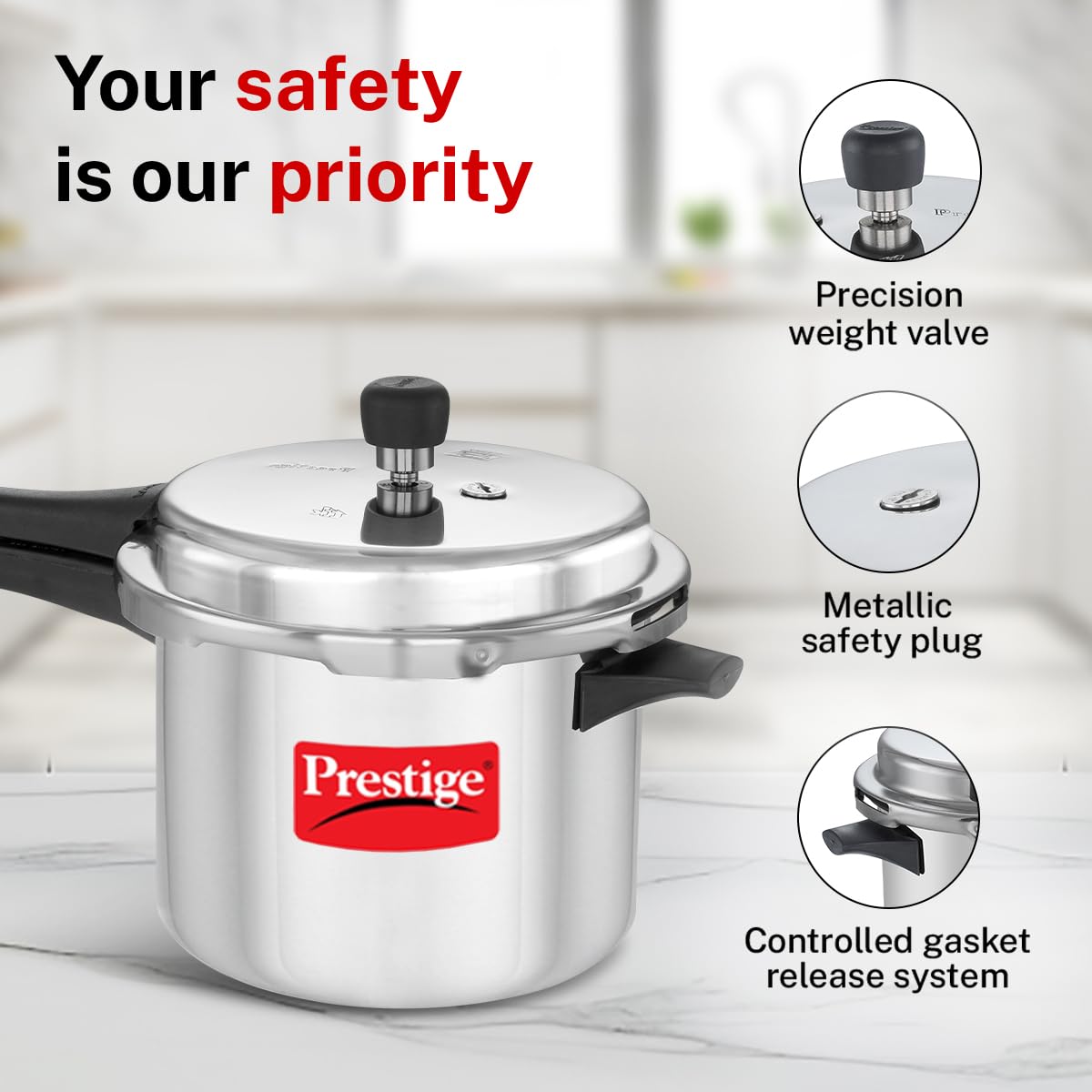 Prestige Popular 5L ergonomic handles enable a firm grip