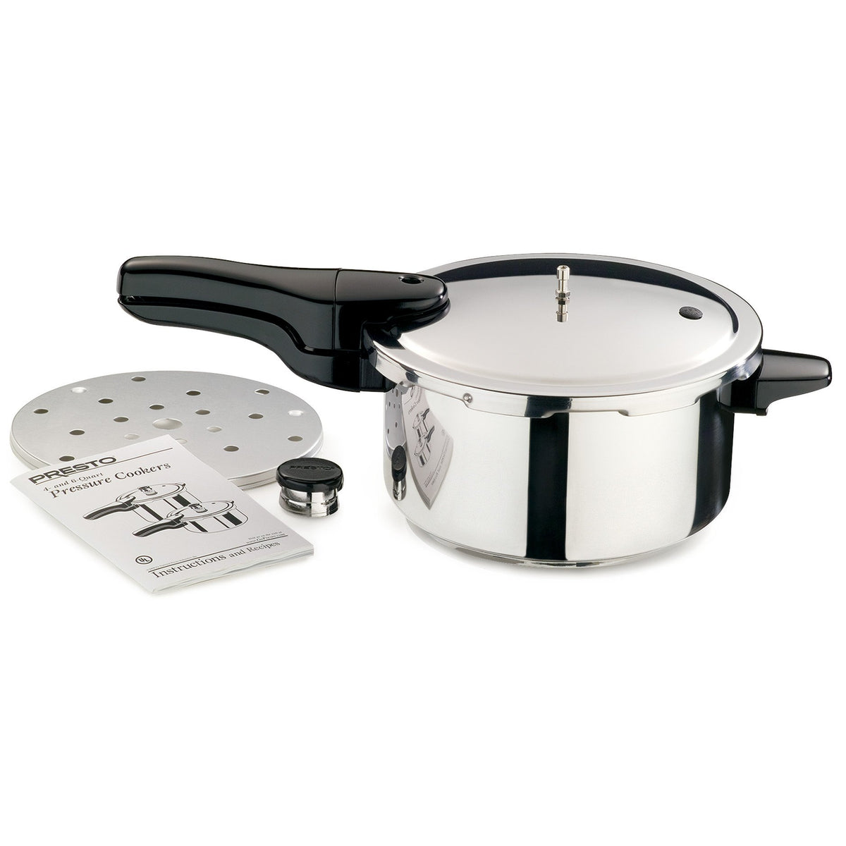 Presto 4-quart pressure cooker on induction cooktop highlighting versatility for rapid cooking