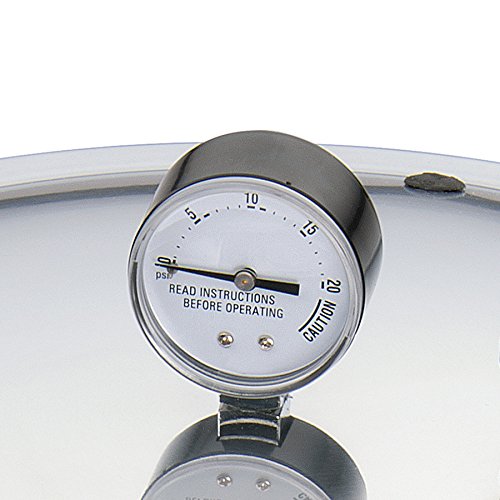 Sturdy stay-cool handles on Presto 23-quart canner for comfortable lifting.