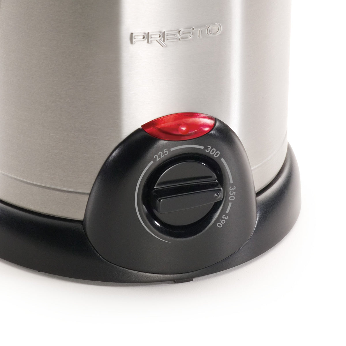 Presto 05470 vented cool-touch cover with spatter screen to reduce odor and splatter.