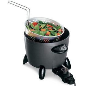 Presto 06003 Options steam/fry basket in action for draining convenience.