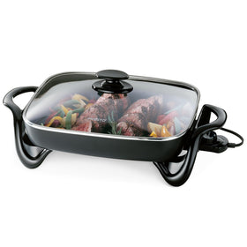 Presto 06852 16-inch electric skillet with glass cover for versatile cooking and serving.