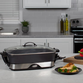 Presto 06857 ceramic nonstick surface promotes stick-free cooking and easy cleanup.