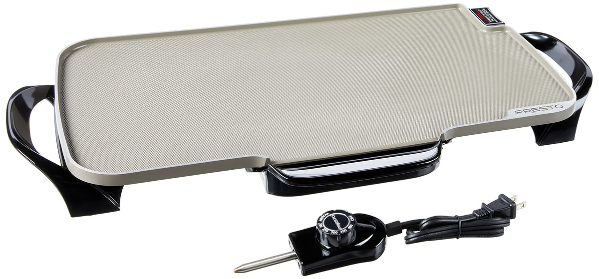Presto 07062 22-inch ceramic griddle with removable handles for easy cleaning