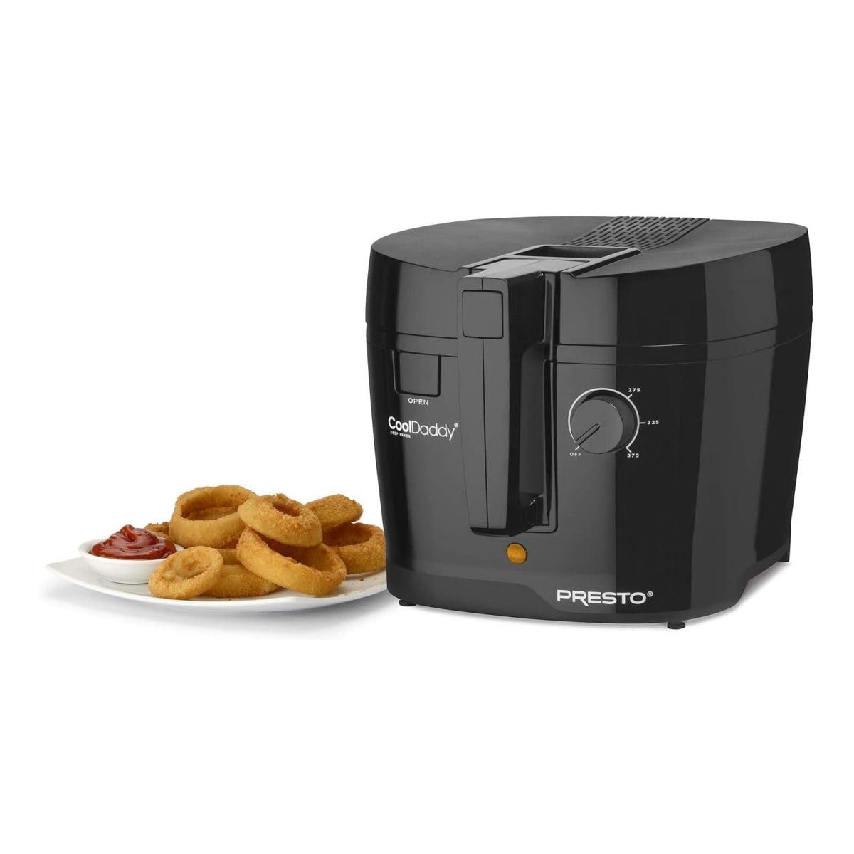 Charcoal air filter reduces frying odors for a cleaner kitchen after use.
