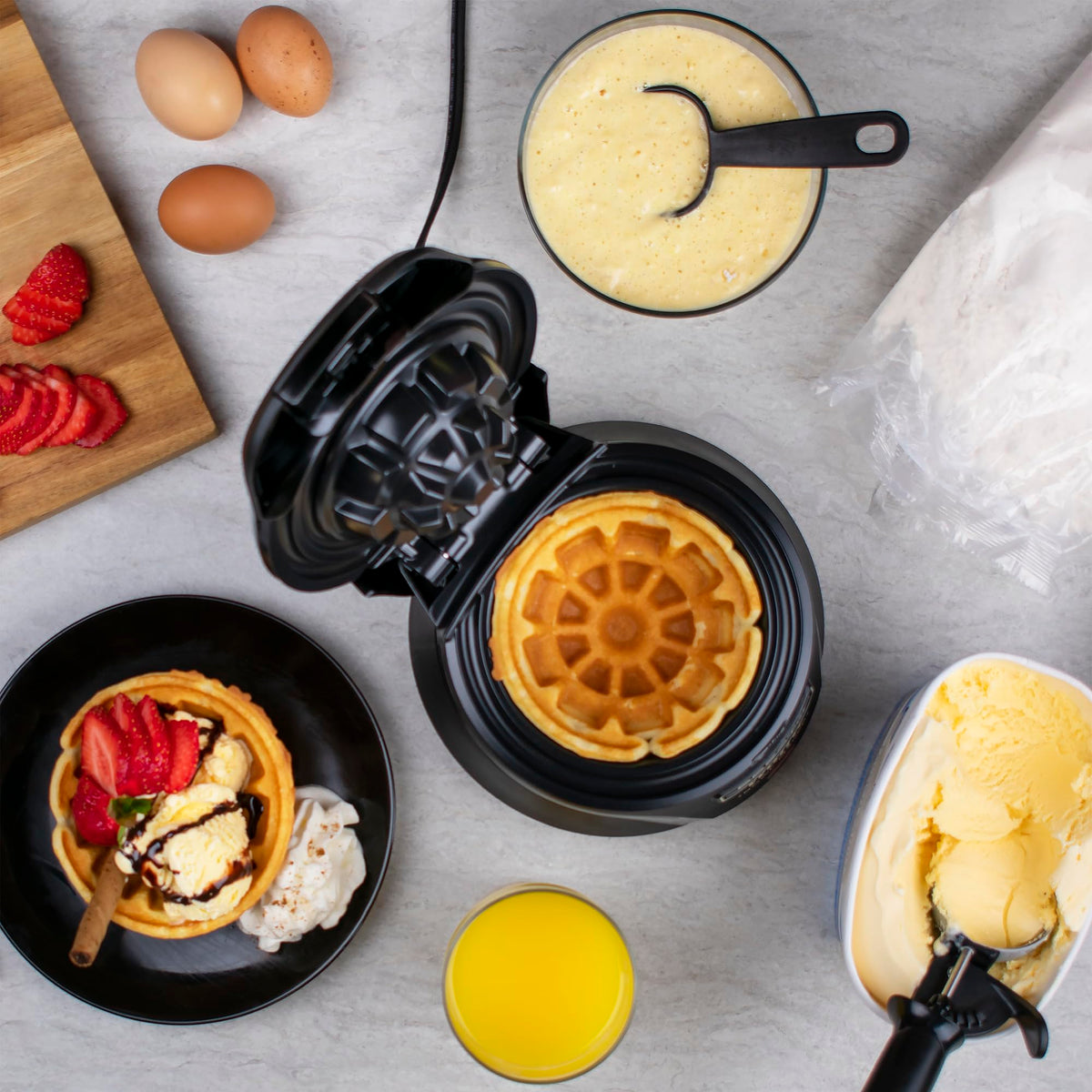 Presto chicken waffle tacos idea demonstrates lunch versatility using warm waffle bowls.