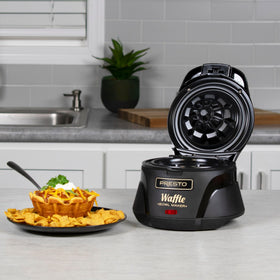Presto compact countertop waffle bowl maker saves counter space in busy kitchens.
