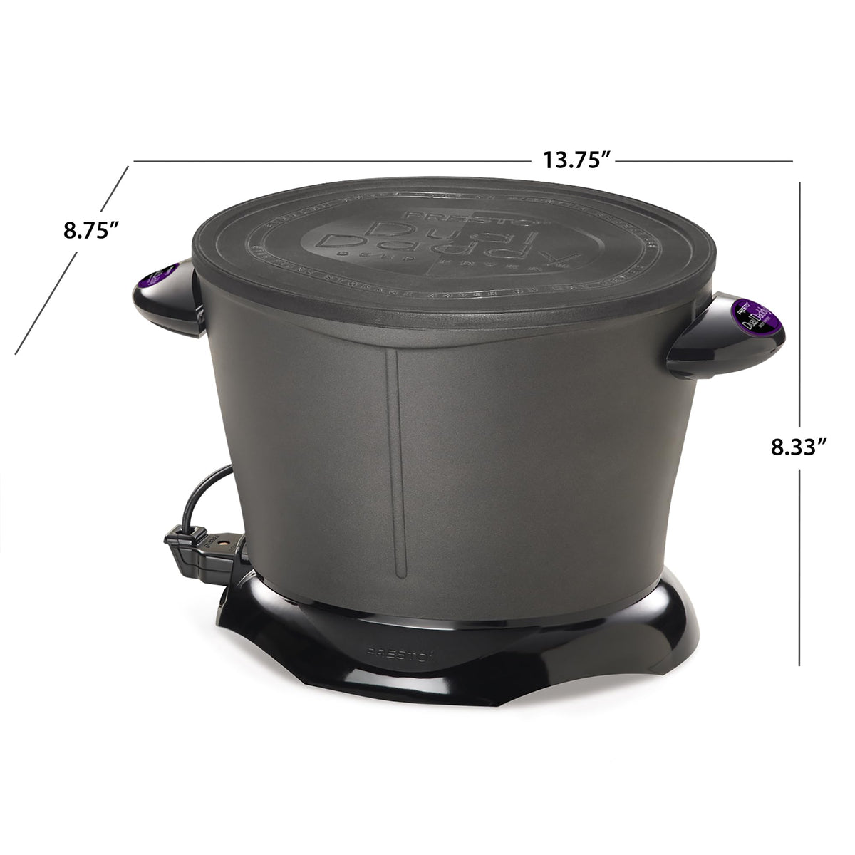 Presto DualDaddy showing snap-on lid for storing oil between batches