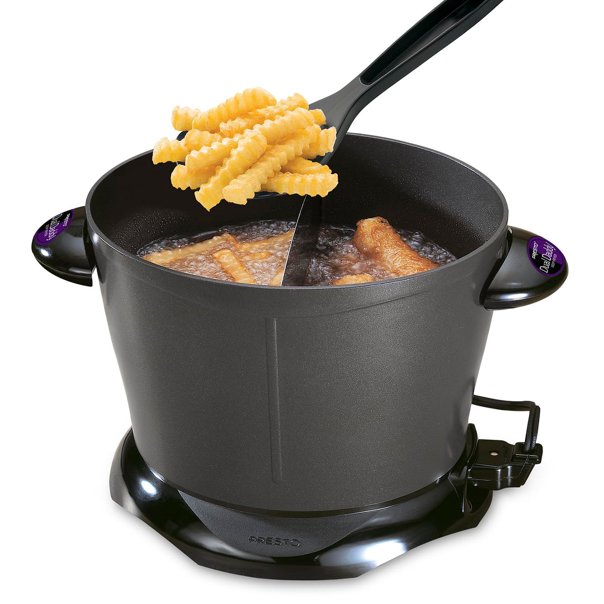 Presto DualDaddy deep fryer top view showing compact countertop design for easy frying