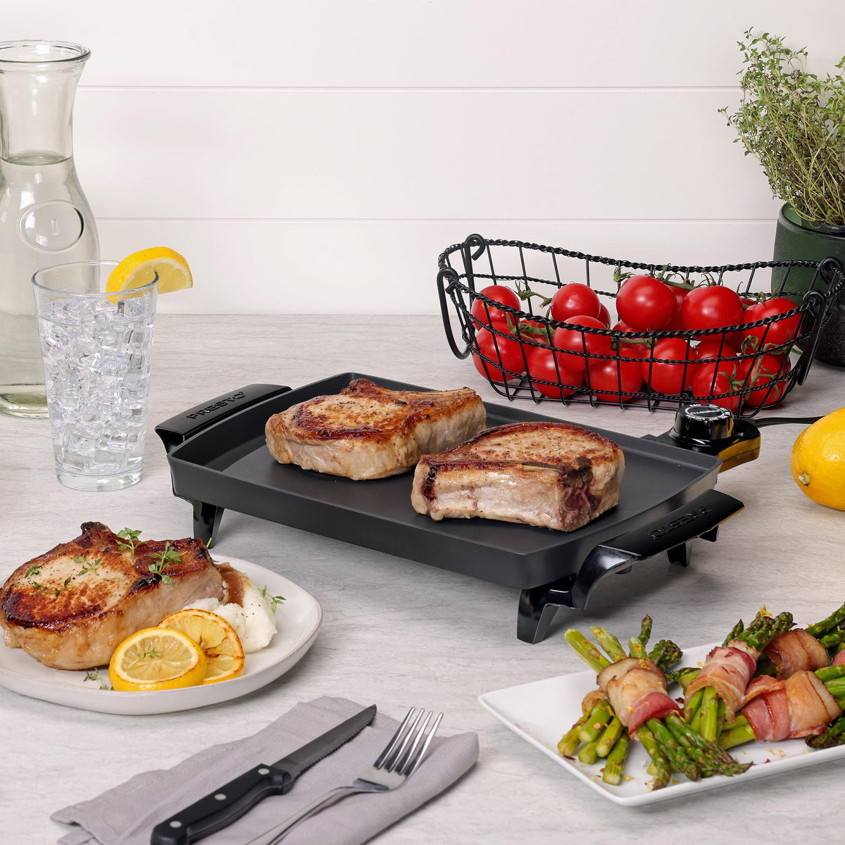 Presto Liddle Griddle stores compactly with removable legs.