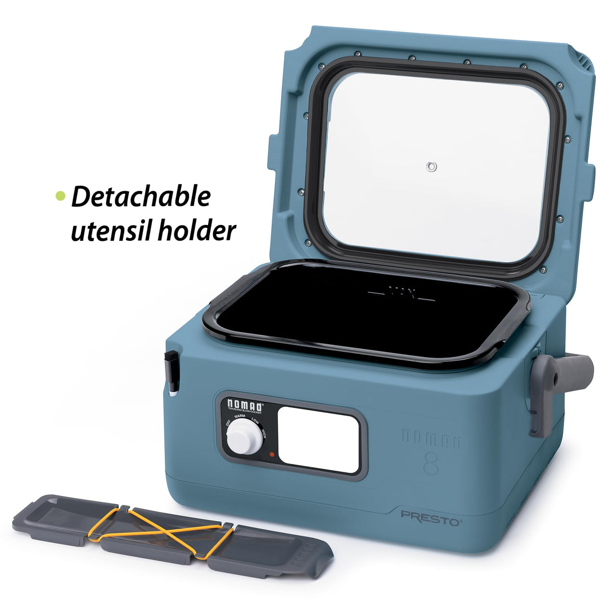 Presto Nomad swing-up handle makes carrying easy during travel.