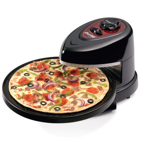 Front view of Presto Pizzazz Plus rotating oven for even baking.