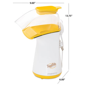 Presto PopLite clear cover keeps popcorn contained during popping.